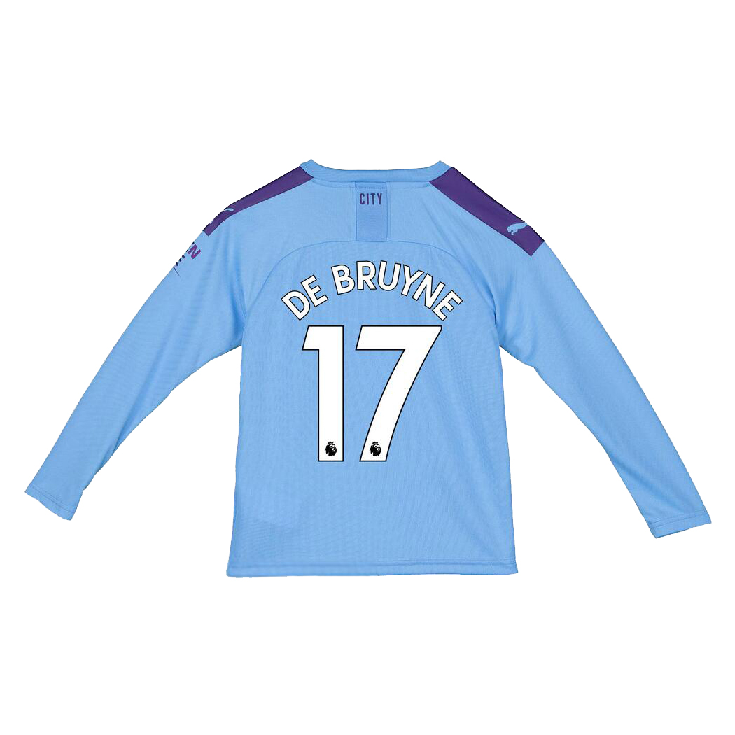 Niño Kevin De Bruyne 17 1ª Equipación Azul Camiseta De Manga Larga 2019/20 La Camisa Chile