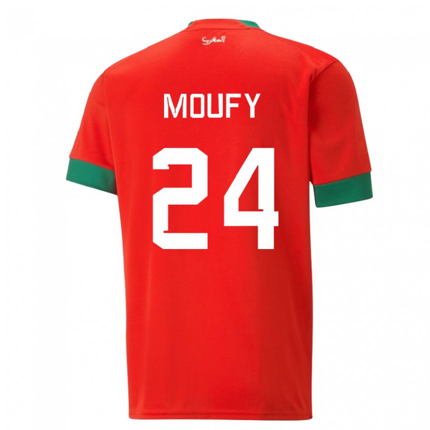 Kandiny Niño Camiseta Marruecos Fahd Moufy #24 Rojo 1ª Equipación 22-24 La Camisa Chile