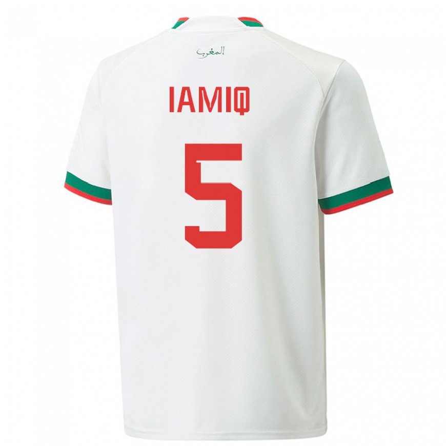 Kandiny Niño Camiseta Marruecos Jawad Iamiq #5 Blanco 2ª Equipación 22-24 La Camisa Chile