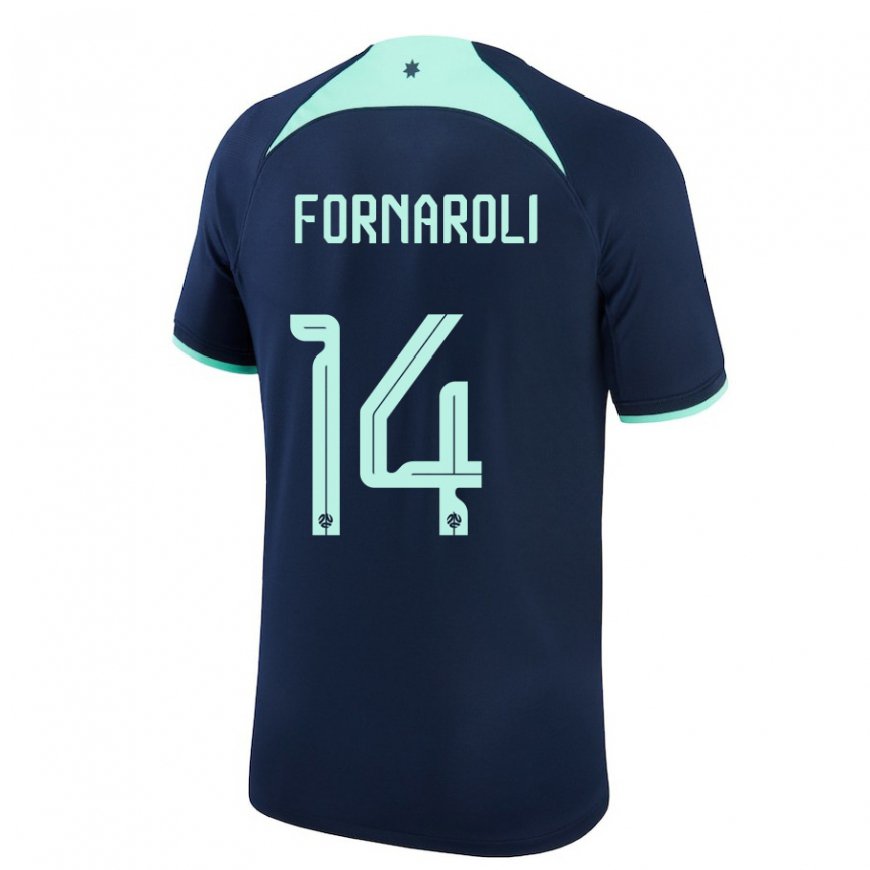 Kandiny Hombre Camiseta Australia Bruno Fornaroli #14 Azul Oscuro 2ª Equipación 22-24 La Camisa Chile