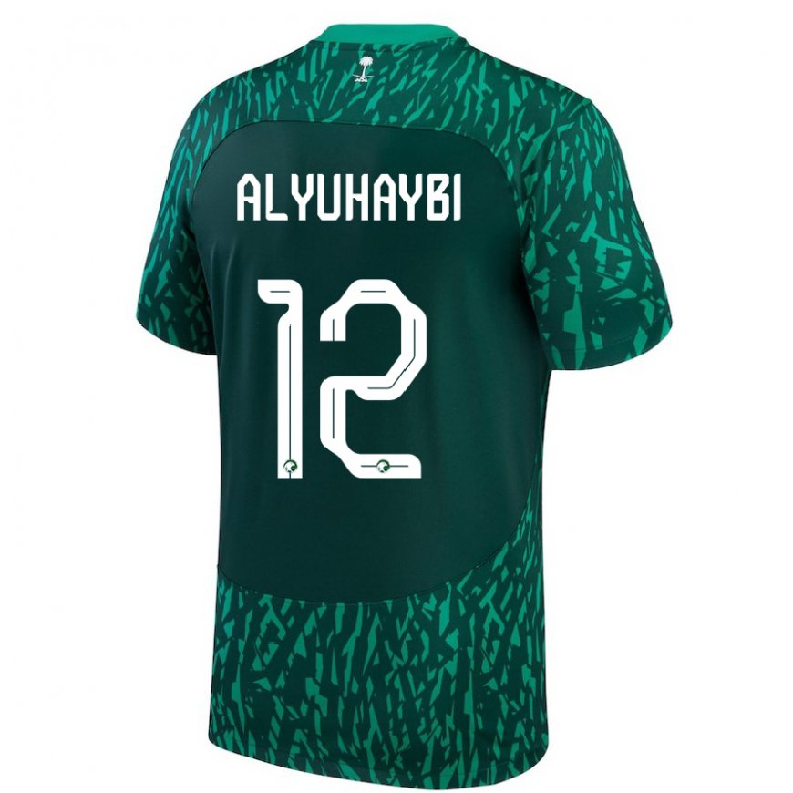 Kandiny Niño Camiseta Arabia Saudita Ammar Alyuhaybi #12 Verde Oscuro 2ª Equipación 22-24 La Camisa Chile