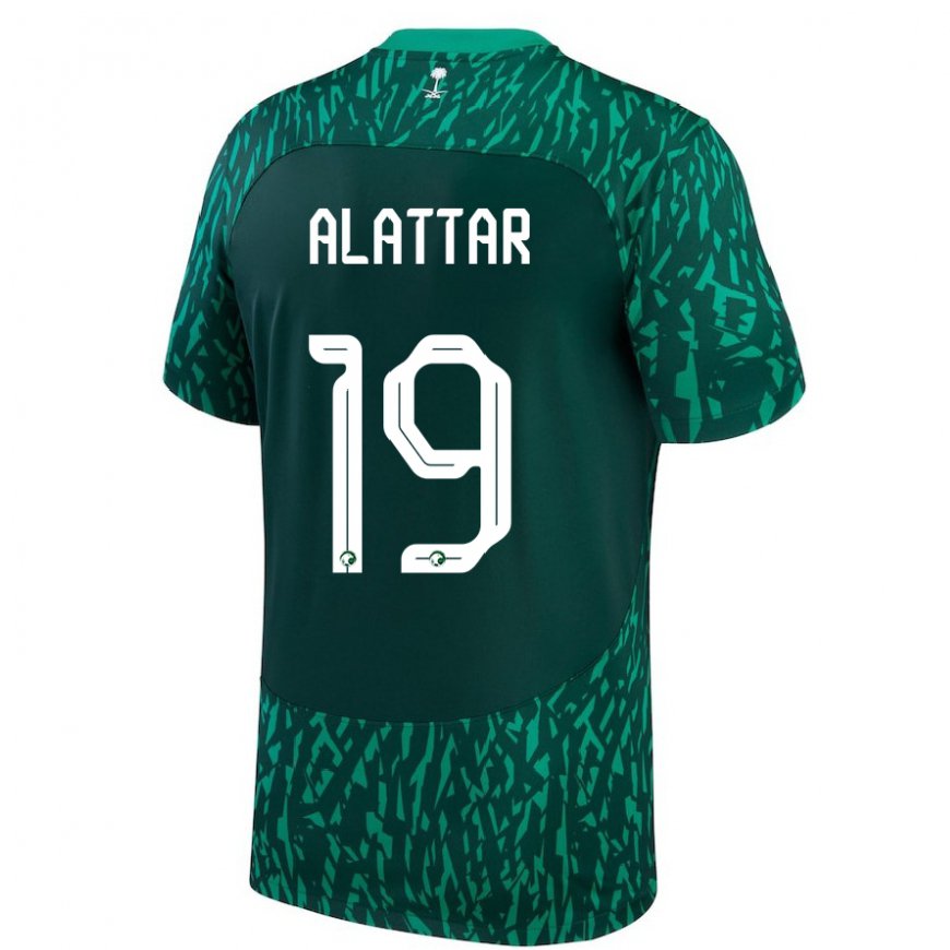 Kandiny Niño Camiseta Arabia Saudita Ramiz Alattar #19 Verde Oscuro 2ª Equipación 22-24 La Camisa Chile