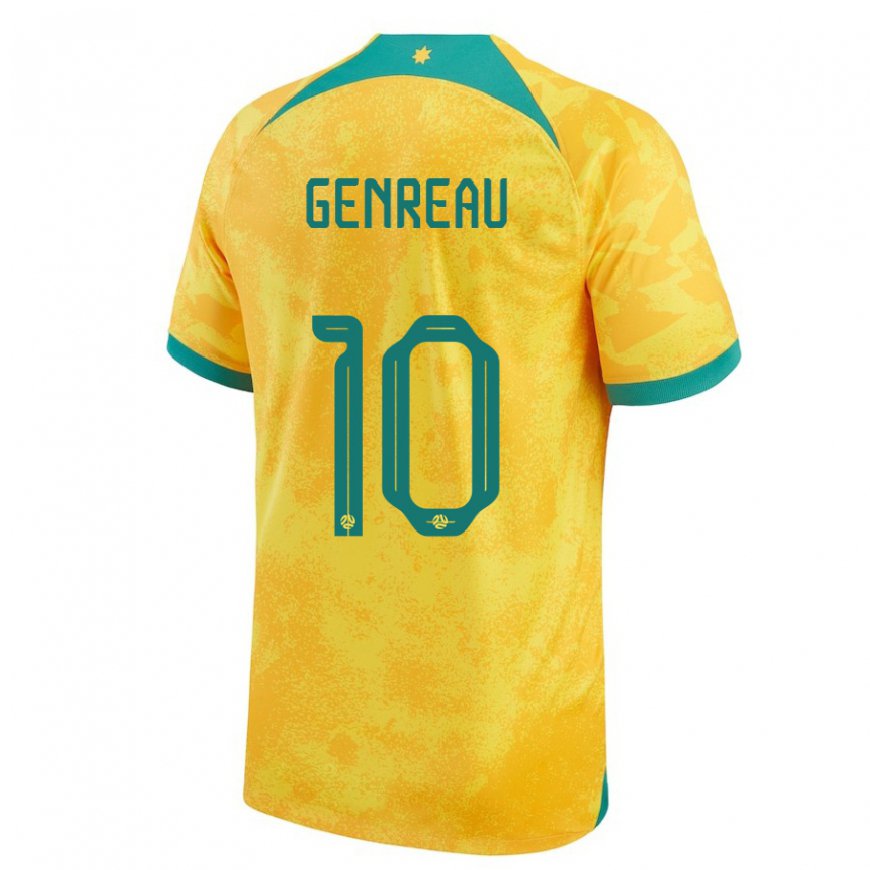 Kandiny Hombre Camiseta Australia Denis Genreau #10 Dorado 1ª Equipación 22-24 La Camisa Chile