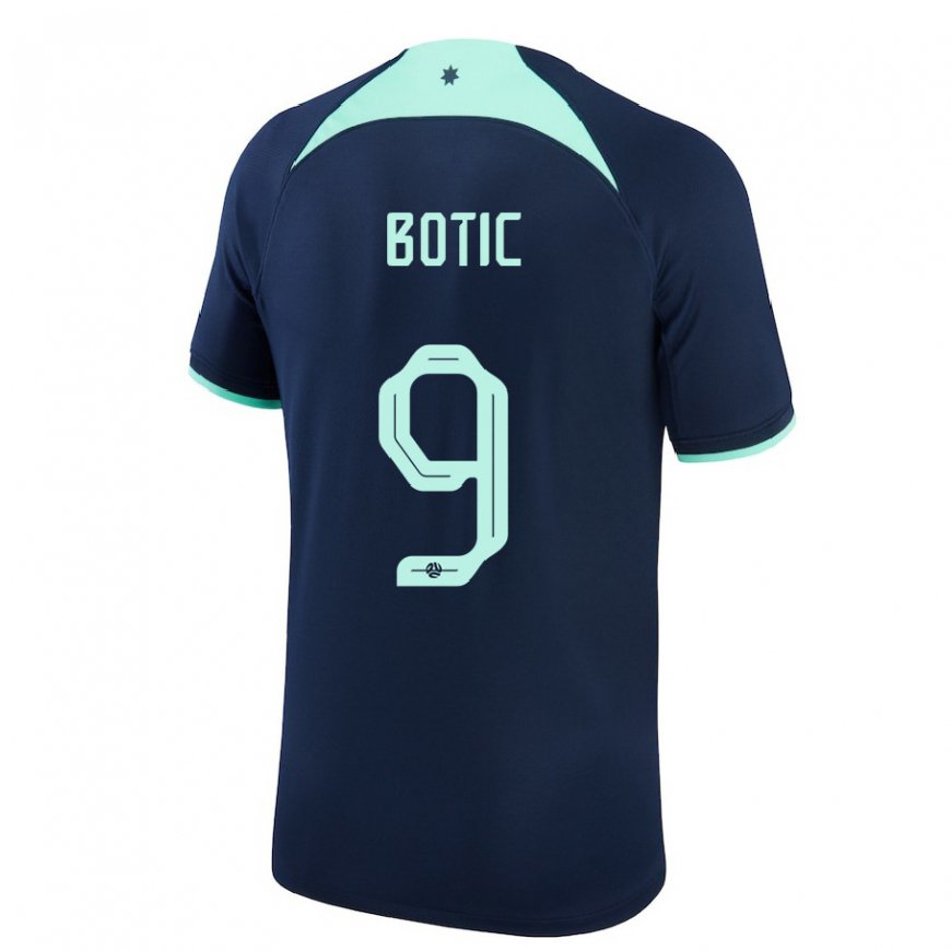 Kandiny Hombre Camiseta Australia Noah Botic #9 Azul Oscuro 2ª Equipación 22-24 La Camisa Chile