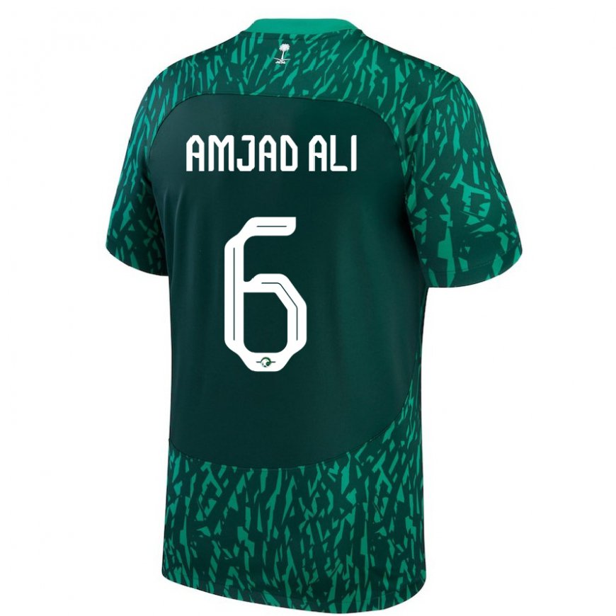 Kandiny Hombre Camiseta Arabia Saudita Amjad Ali #6 Verde Oscuro 2ª Equipación 22-24 La Camisa Chile