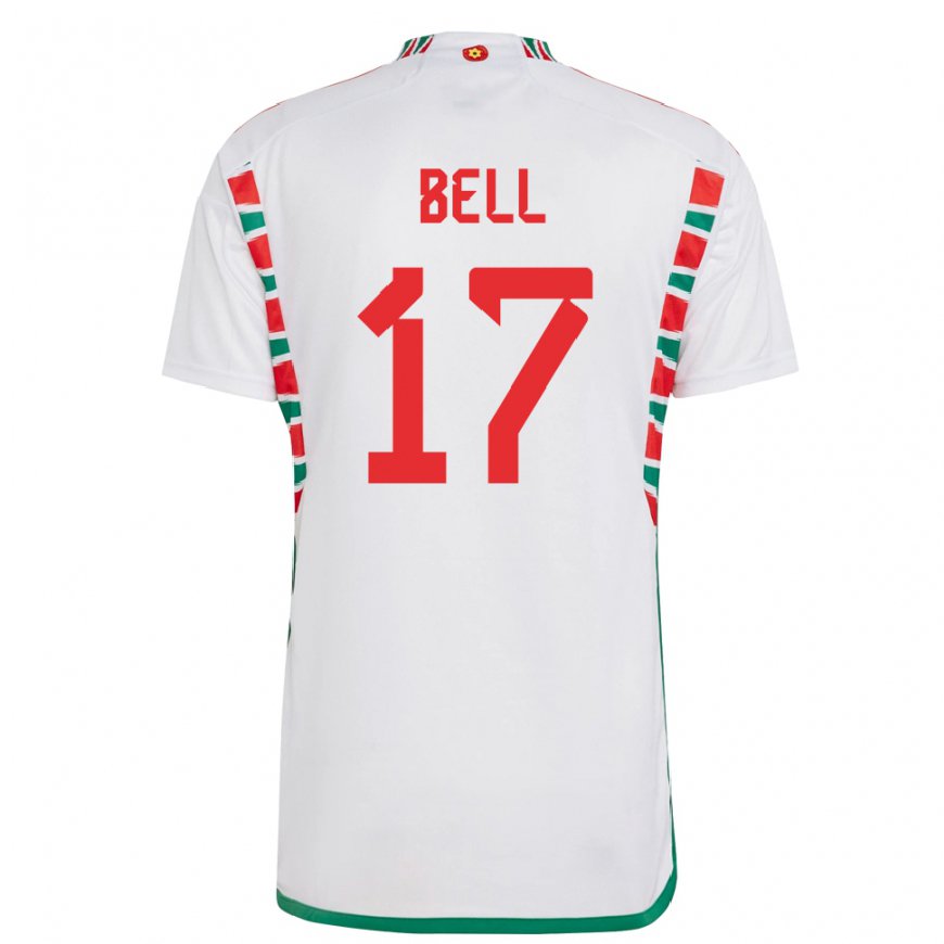 Kandiny Hombre Camiseta Gales Zac Bell #17 Blanco 2ª Equipación 22-24 La Camisa Chile