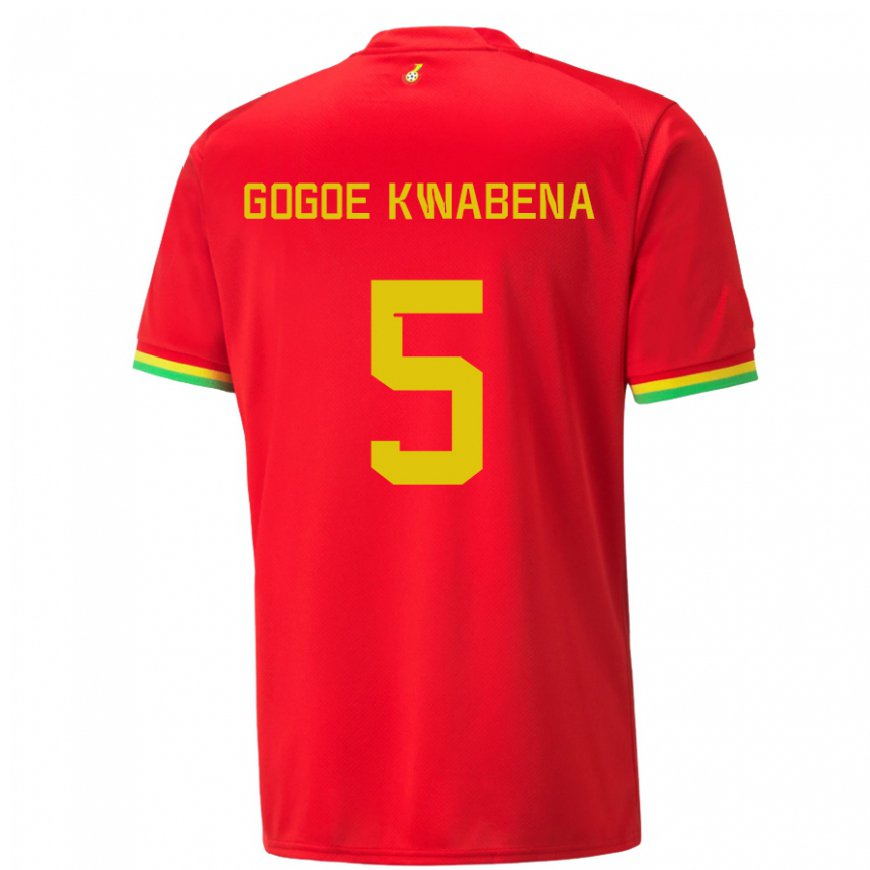 Kandiny Mujer Camiseta Ghana Boahen Gogoe Kwabena #5 Rojo 2ª Equipación 22-24 La Camisa Chile