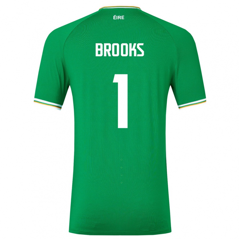 Kandiny Niño Camiseta Irlanda Tiernan Brooks #1 Verde 1ª Equipación 24-26 La Camisa Chile