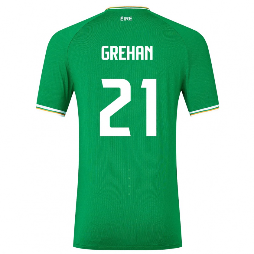 Kandiny Niño Camiseta Irlanda Sean Grehan #21 Verde 1ª Equipación 24-26 La Camisa Chile