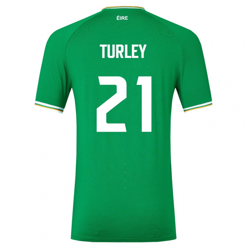 Kandiny Niño Camiseta Irlanda Freddie Turley #21 Verde 1ª Equipación 24-26 La Camisa Chile