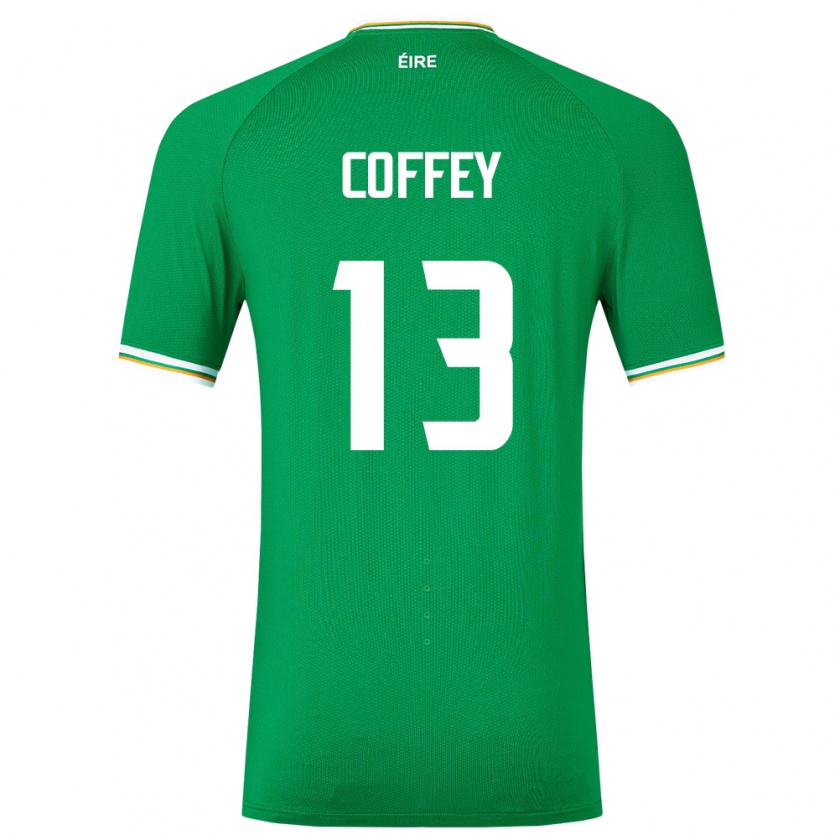 Kandiny Niño Camiseta Irlanda Fiachra Coffey #13 Verde 1ª Equipación 24-26 La Camisa Chile