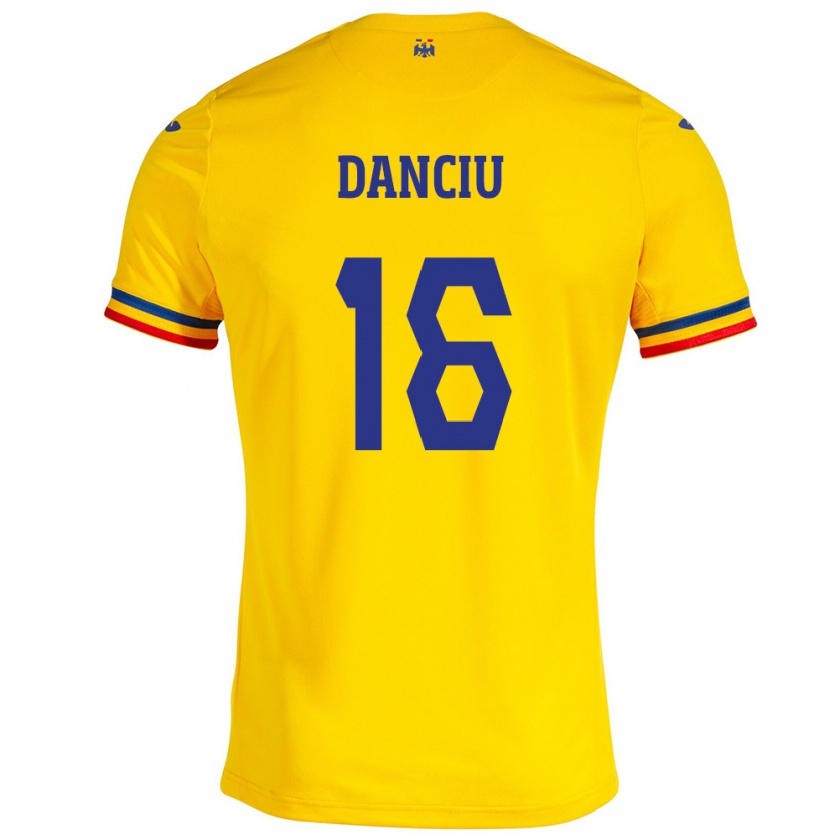 Kandiny Niño Camiseta Rumania Marian Danciu #16 Amarillo 1ª Equipación 24-26 La Camisa Chile