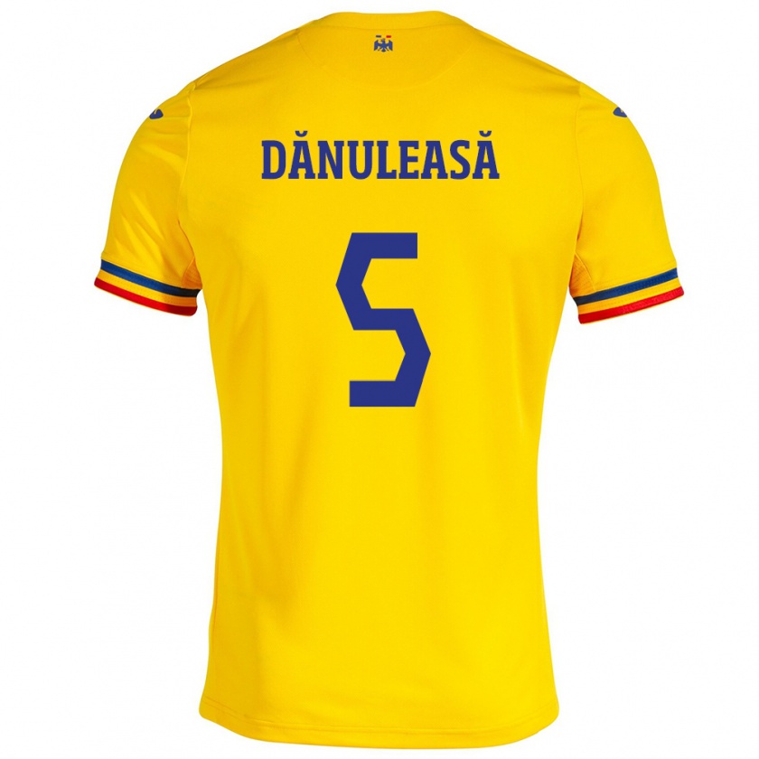 Kandiny Niño Camiseta Rumania Gabriel Dănuleasă #5 Amarillo 1ª Equipación 24-26 La Camisa Chile