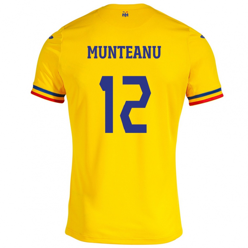 Kandiny Niño Camiseta Rumania Rafael Munteanu #12 Amarillo 1ª Equipación 24-26 La Camisa Chile