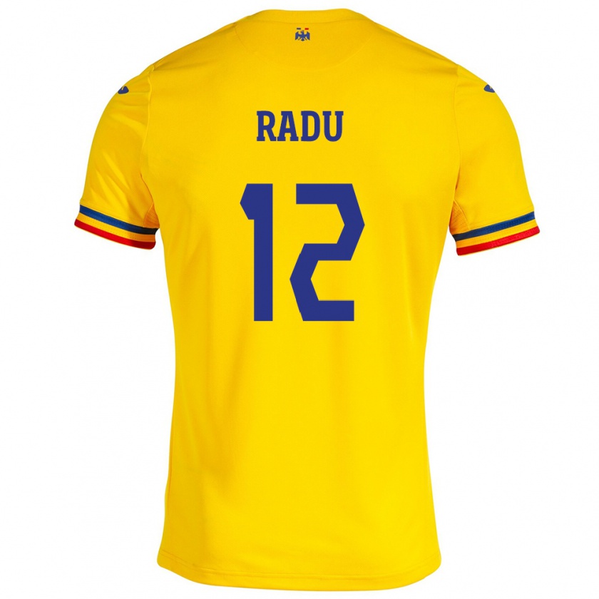 Kandiny Niño Camiseta Rumania Riccardo Radu #12 Amarillo 1ª Equipación 24-26 La Camisa Chile