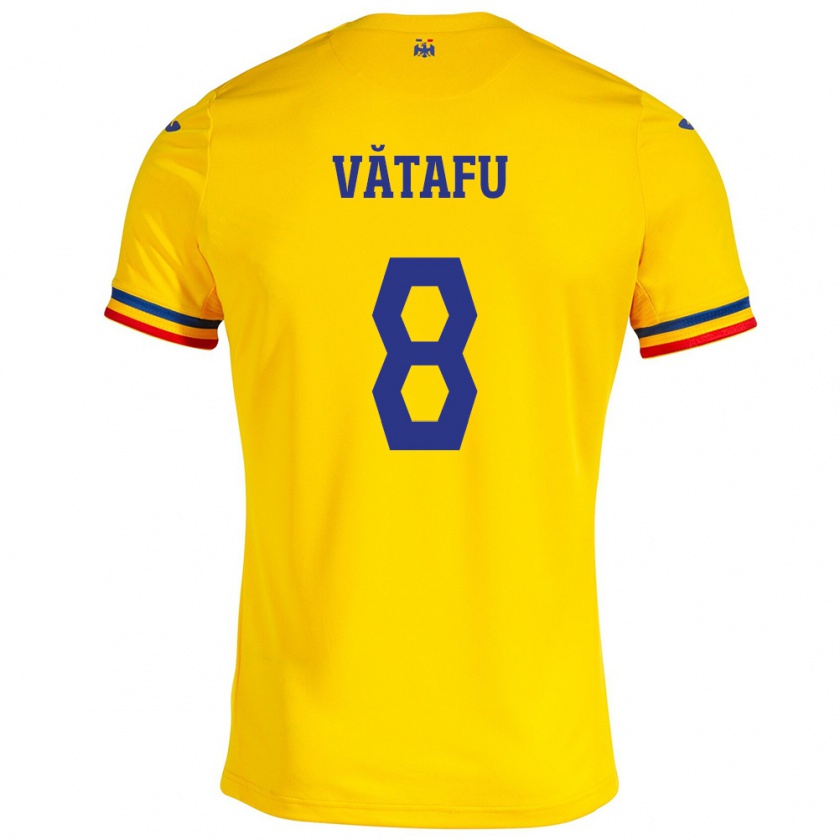 Kandiny Niño Camiseta Rumania Ștefania Vătafu #8 Amarillo 1ª Equipación 24-26 La Camisa Chile