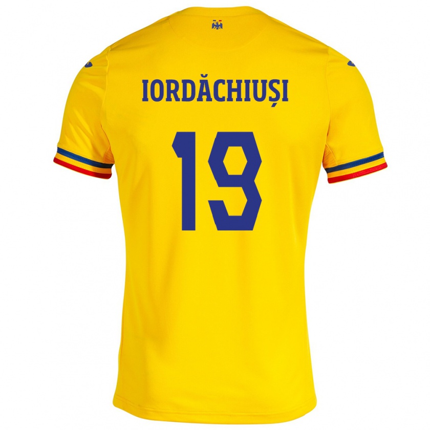 Kandiny Niño Camiseta Rumania Olga Iordăchiuși #19 Amarillo 1ª Equipación 24-26 La Camisa Chile