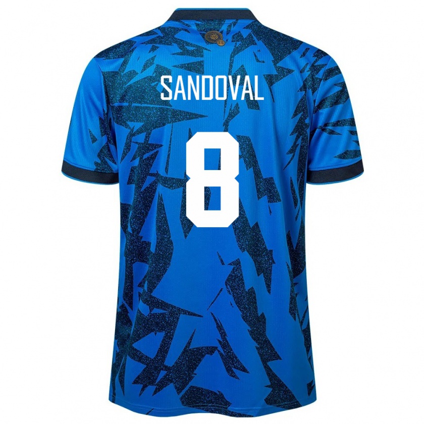 Kandiny Niño Camiseta El Salvador Emerson Sandoval #8 Azul 1ª Equipación 24-26 La Camisa Chile