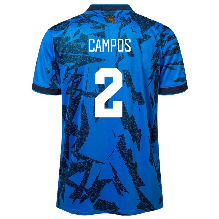 Kandiny Niño Camiseta El Salvador Adonis Campos #2 Azul 1ª Equipación 24-26 La Camisa Chile