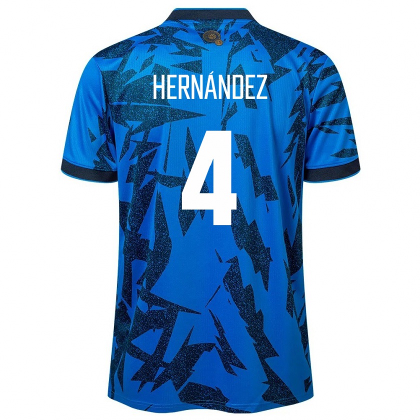 Kandiny Niño Camiseta El Salvador Elaily Hernández #4 Azul 1ª Equipación 24-26 La Camisa Chile