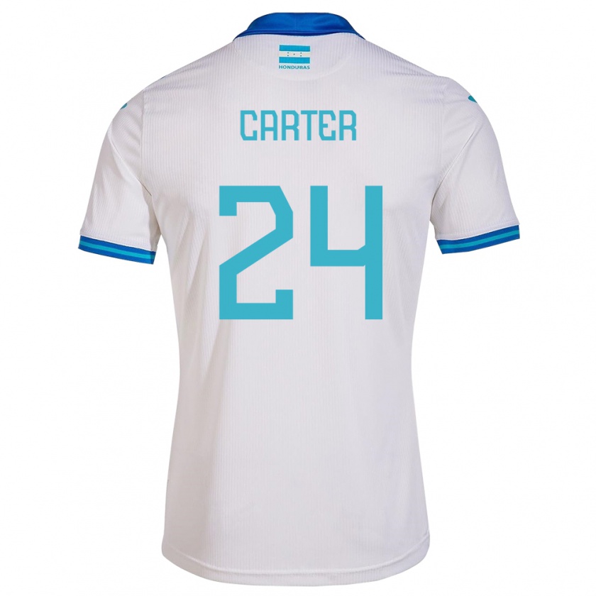 Kandiny Niño Camiseta Honduras Daniel Carter #24 Blanco 1ª Equipación 24-26 La Camisa Chile