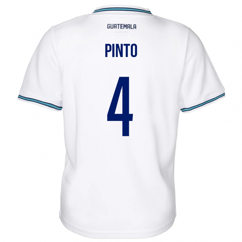 Kandiny Niño Camiseta Guatemala José Carlos Pinto #4 Blanco 1ª Equipación 24-26 La Camisa Chile