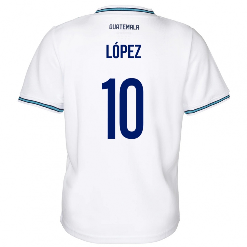 Kandiny Niño Camiseta Guatemala Antonio López #10 Blanco 1ª Equipación 24-26 La Camisa Chile