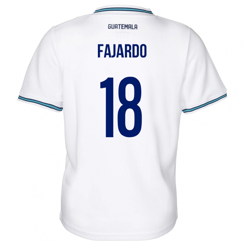 Kandiny Niño Camiseta Guatemala William Fajardo #18 Blanco 1ª Equipación 24-26 La Camisa Chile