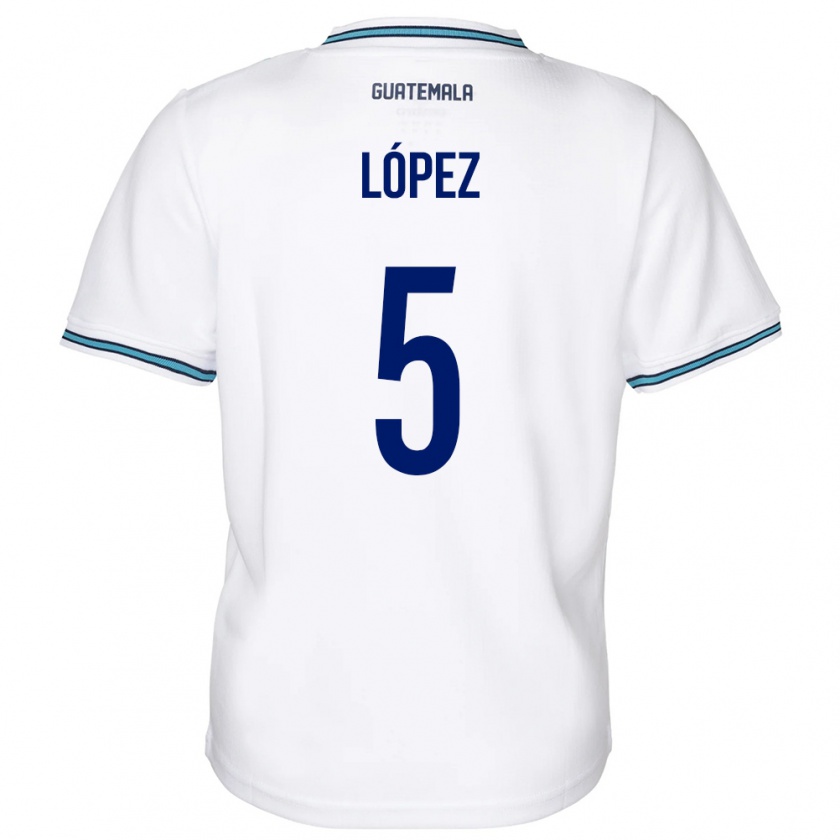 Kandiny Niño Camiseta Guatemala Jeffery López #5 Blanco 1ª Equipación 24-26 La Camisa Chile