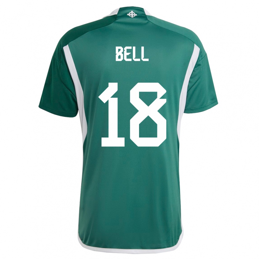 Kandiny Niño Camiseta Irlanda Del Norte Megan Bell #18 Verde 1ª Equipación 24-26 La Camisa Chile