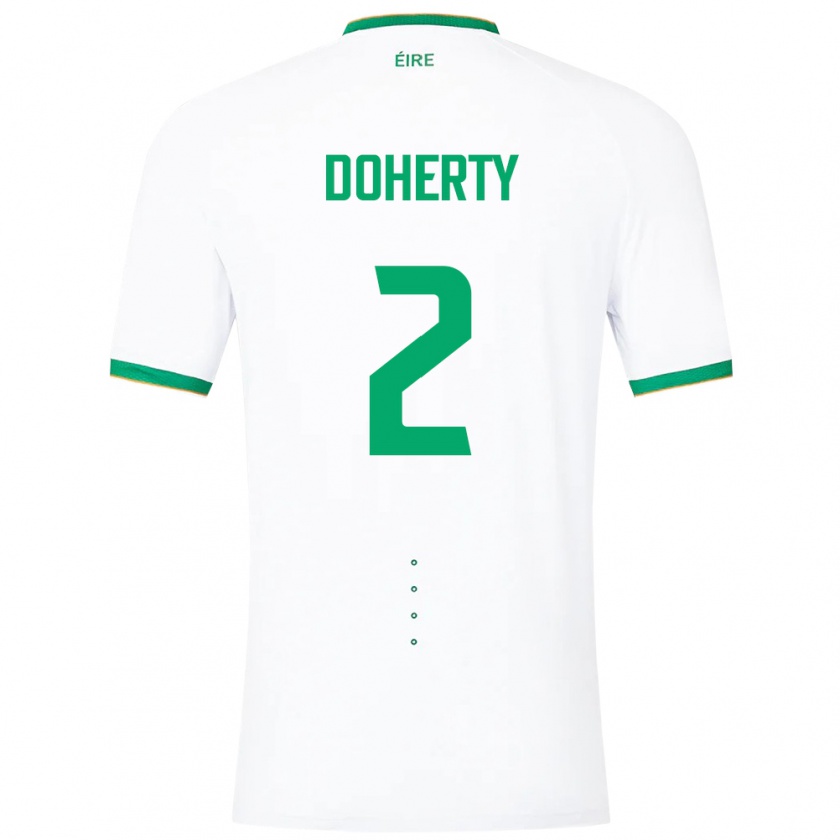 Kandiny Niño Camiseta Irlanda Matt Doherty #2 Blanco 2ª Equipación 24-26 La Camisa Chile