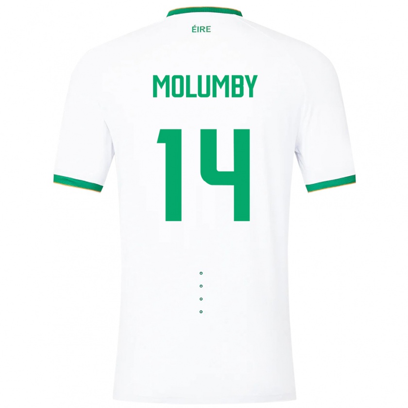 Kandiny Niño Camiseta Irlanda Jayson Molumby #14 Blanco 2ª Equipación 24-26 La Camisa Chile