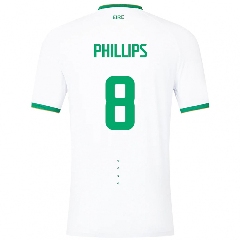 Kandiny Niño Camiseta Irlanda Killian Phillips #8 Blanco 2ª Equipación 24-26 La Camisa Chile