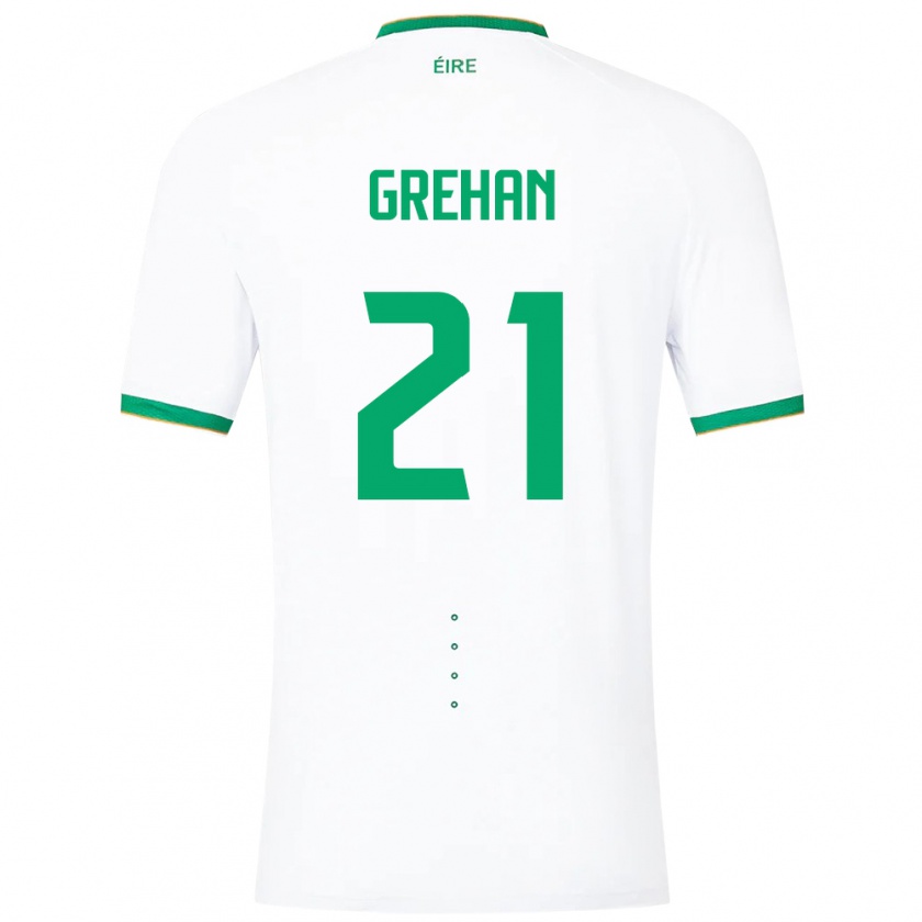 Kandiny Niño Camiseta Irlanda Sean Grehan #21 Blanco 2ª Equipación 24-26 La Camisa Chile