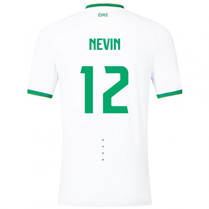 Kandiny Niño Camiseta Irlanda Harry Nevin #12 Blanco 2ª Equipación 24-26 La Camisa Chile