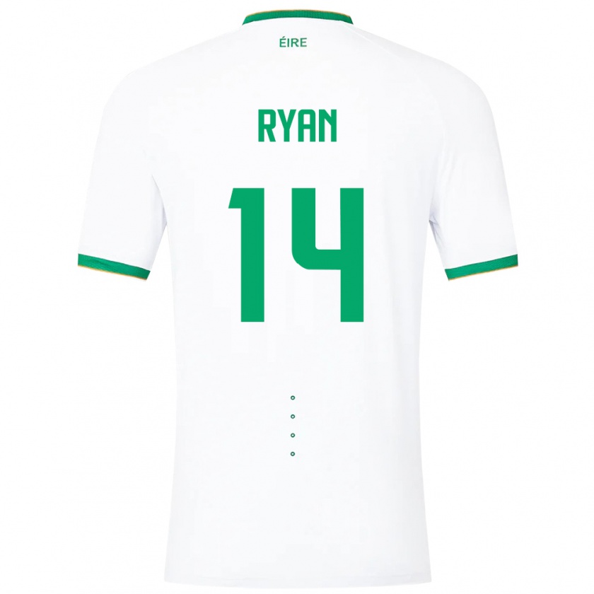 Kandiny Niño Camiseta Irlanda John Ryan #14 Blanco 2ª Equipación 24-26 La Camisa Chile