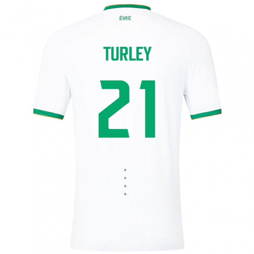 Kandiny Niño Camiseta Irlanda Freddie Turley #21 Blanco 2ª Equipación 24-26 La Camisa Chile