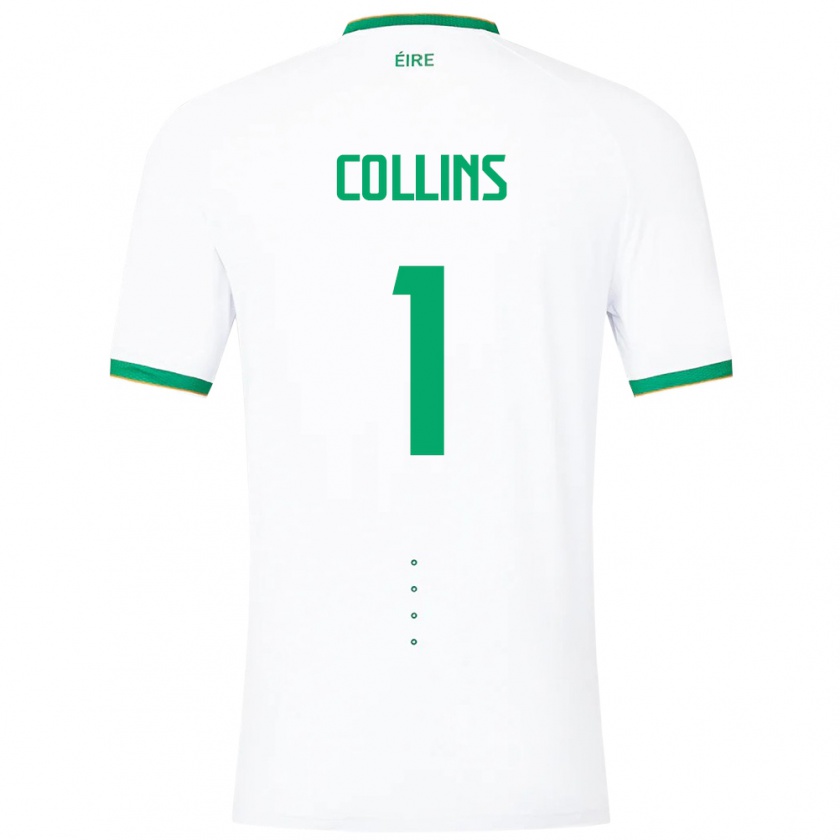 Kandiny Niño Camiseta Irlanda Joe Collins #1 Blanco 2ª Equipación 24-26 La Camisa Chile