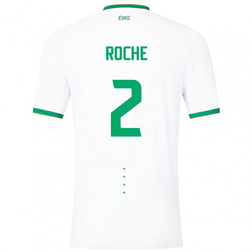 Kandiny Niño Camiseta Irlanda James Roche #2 Blanco 2ª Equipación 24-26 La Camisa Chile