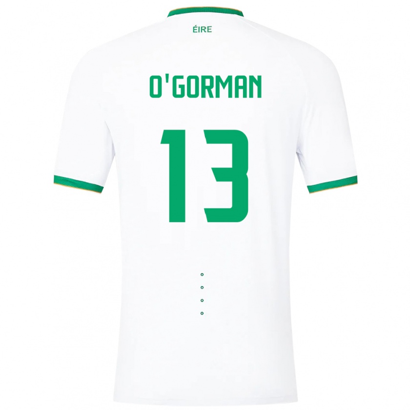 Kandiny Niño Camiseta Irlanda Áine O'gorman #13 Blanco 2ª Equipación 24-26 La Camisa Chile