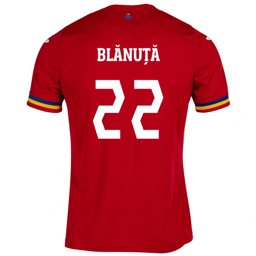 Kandiny Niño Camiseta Rumania Vladislav Blănuță #22 Rojo 2ª Equipación 24-26 La Camisa Chile