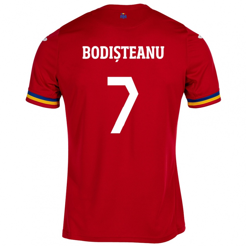 Kandiny Niño Camiseta Rumania Ștefan Bodișteanu #7 Rojo 2ª Equipación 24-26 La Camisa Chile