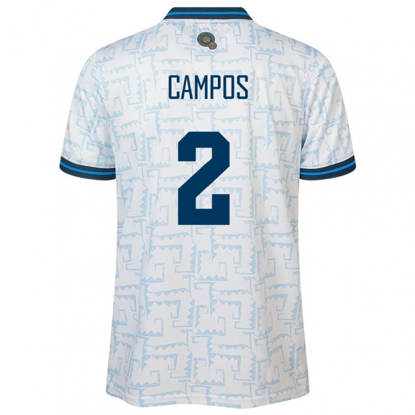 Kandiny Niño Camiseta El Salvador Adonis Campos #2 Blanco 2ª Equipación 24-26 La Camisa Chile