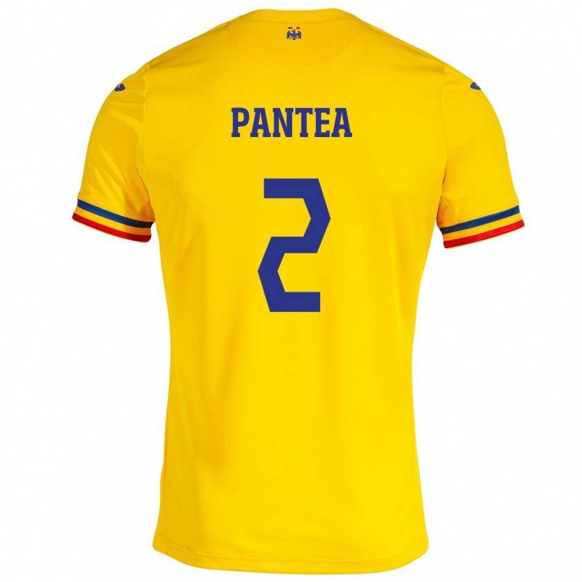 Kandiny Hombre Camiseta Rumania Alexandru Pantea #2 Amarillo 1ª Equipación 24-26 La Camisa Chile