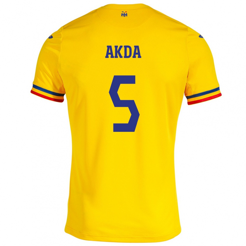 Kandiny Hombre Camiseta Rumania Ümit Akdağ #5 Amarillo 1ª Equipación 24-26 La Camisa Chile