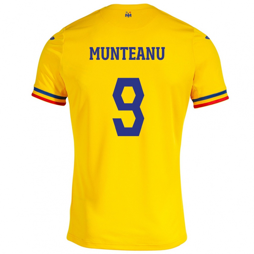 Kandiny Hombre Camiseta Rumania Louis Munteanu #9 Amarillo 1ª Equipación 24-26 La Camisa Chile