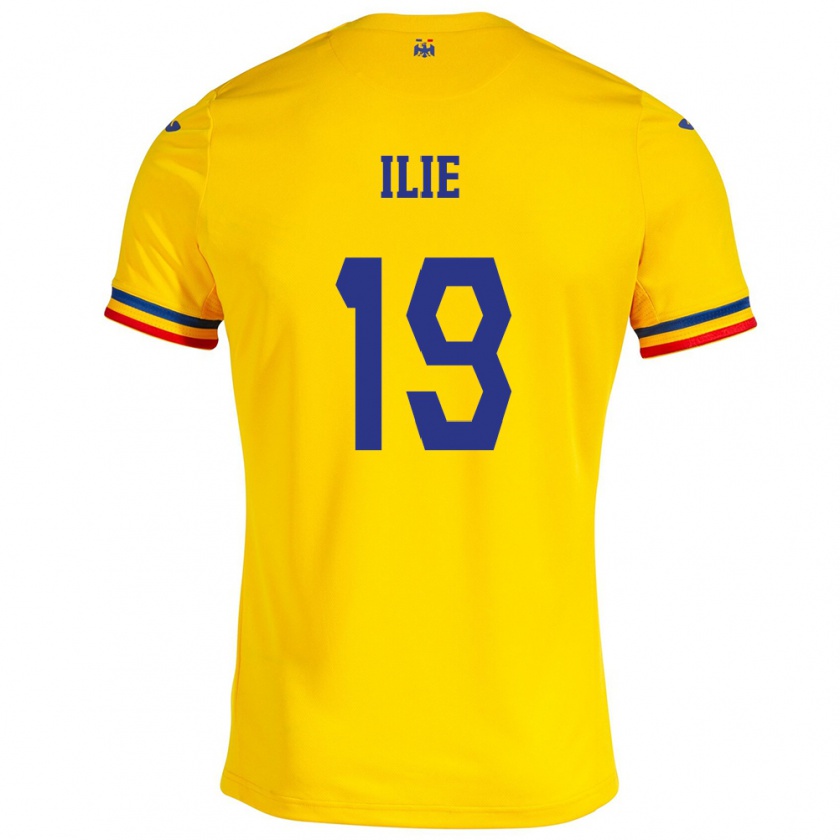 Kandiny Hombre Camiseta Rumania Rareș Ilie #19 Amarillo 1ª Equipación 24-26 La Camisa Chile