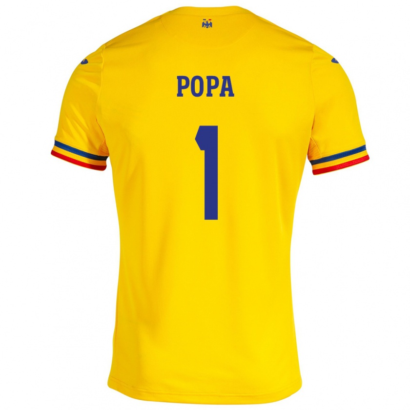 Kandiny Hombre Camiseta Rumania Robert Popa #1 Amarillo 1ª Equipación 24-26 La Camisa Chile