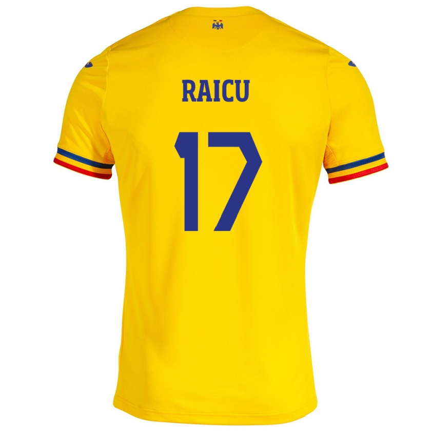 Kandiny Hombre Camiseta Rumania Alin Raicu #17 Amarillo 1ª Equipación 24-26 La Camisa Chile