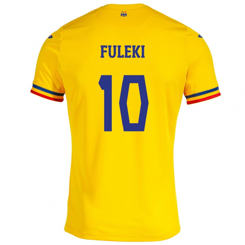 Kandiny Hombre Camiseta Rumania Samuel Fuleki #10 Amarillo 1ª Equipación 24-26 La Camisa Chile